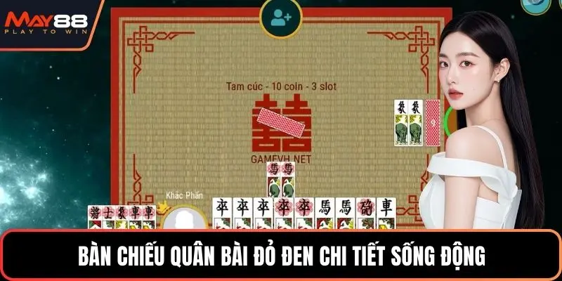 Bàn chiếu quân bài đỏ đen chi tiết sống động
